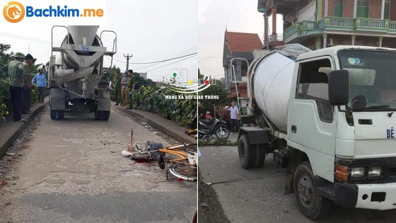 Hiện trường vụ tai nạn thương tâm ở Nam Định sáng nay (ảnh: MXHGT)