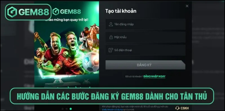 Hướng dẫn từng bước đăng ký tài khoản Gem88